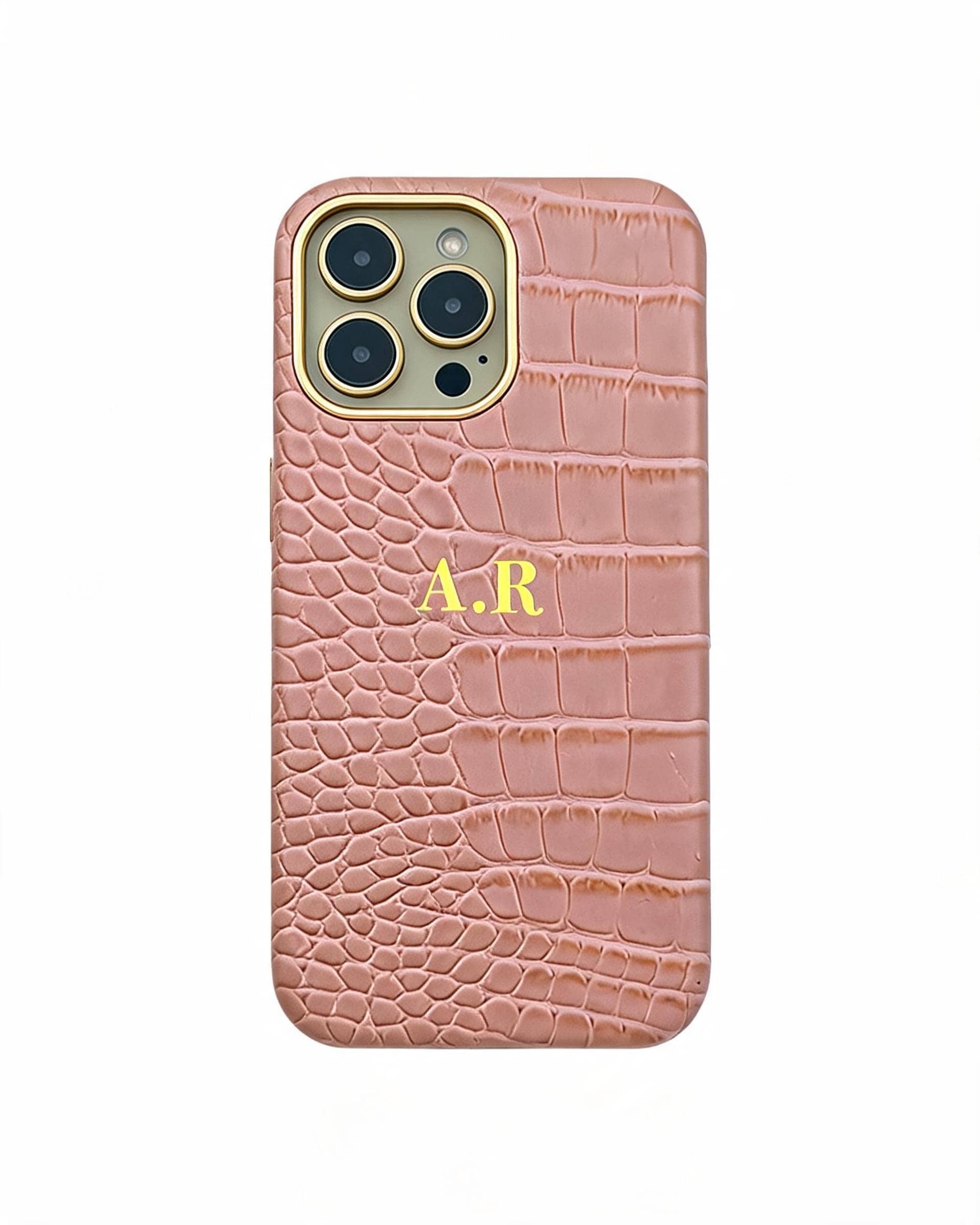 Croc Texture Gold Trim Personalised Case
