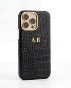 Croc Texture Gold Trim Personalised Case