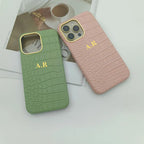 Croc Texture Gold Trim Personalised Case