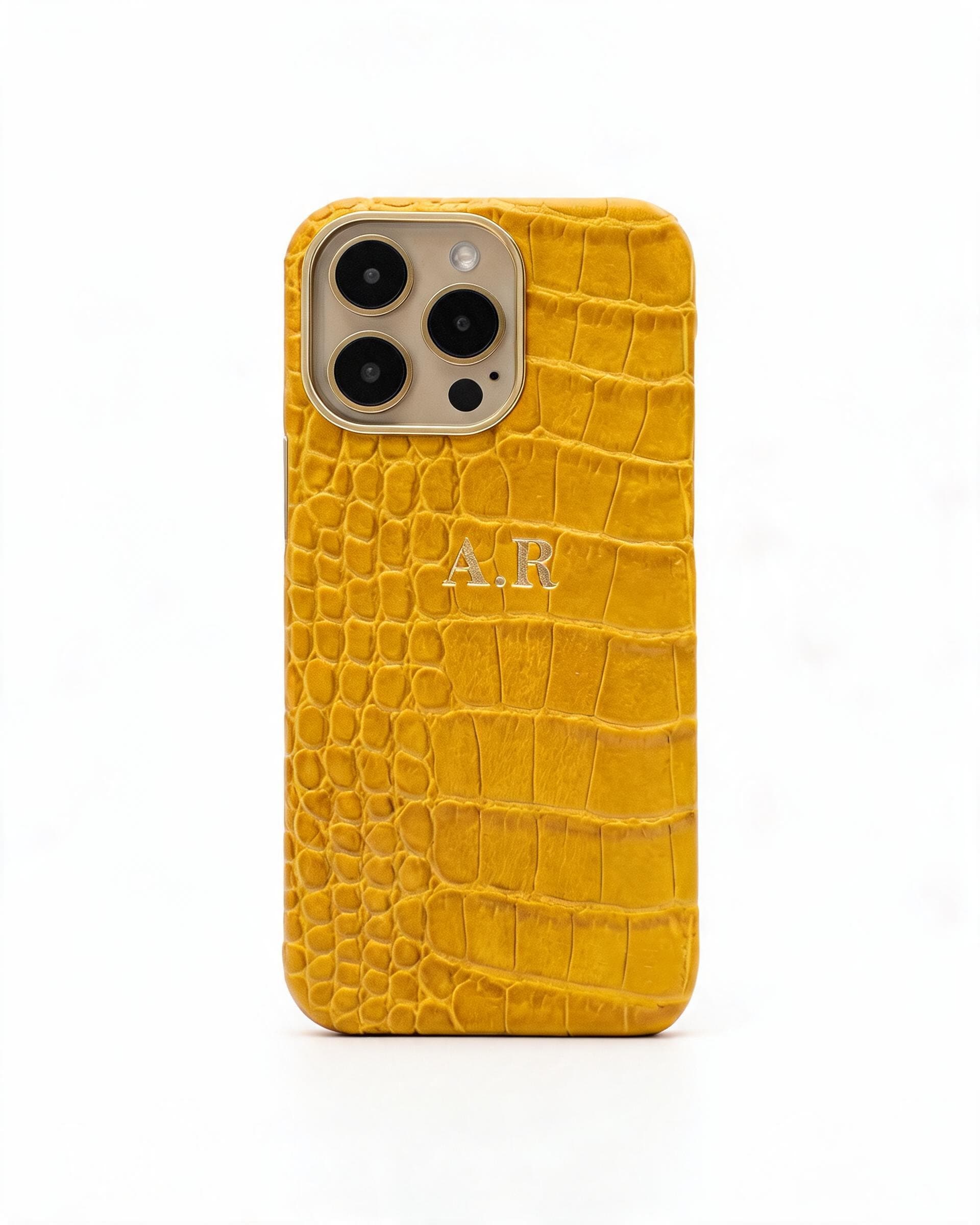 Croc Texture Gold Trim Personalised Case
