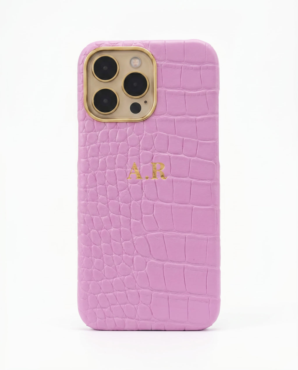Croc Texture Gold Trim Personalised Case