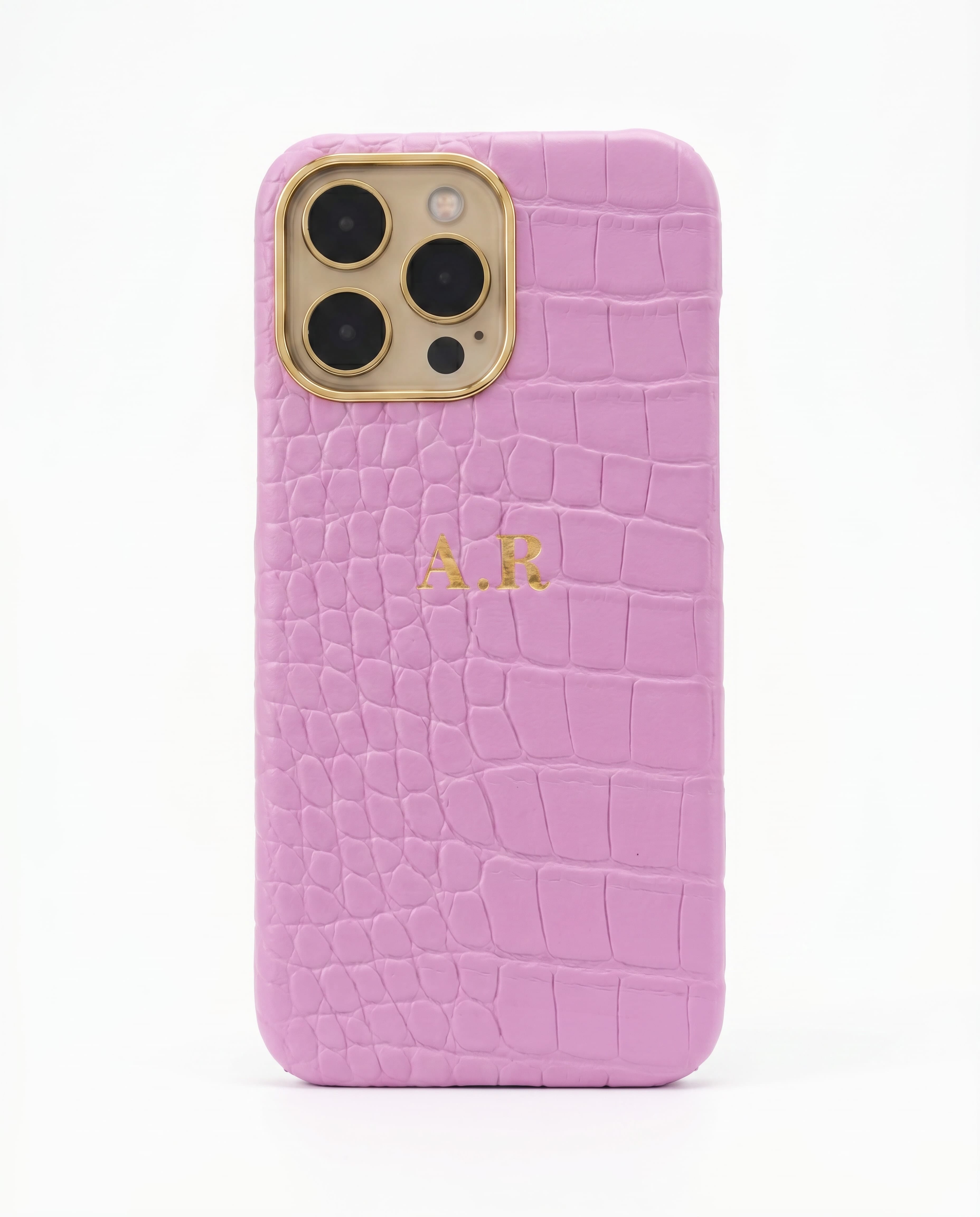 Croc Texture Gold Trim Personalised Case