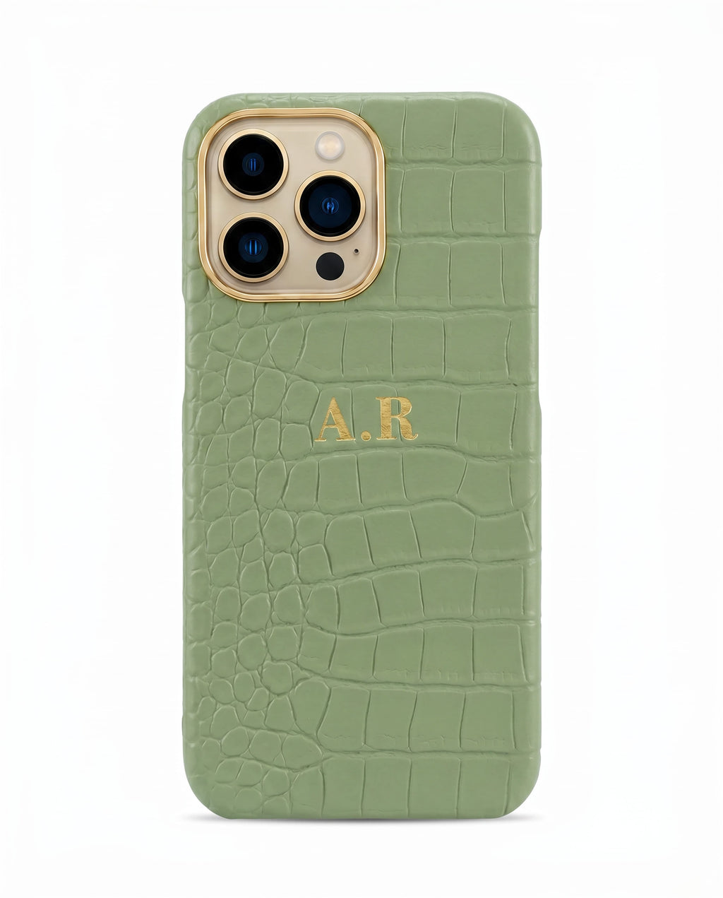 Croc Texture Gold Trim Personalised Case