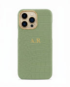 Croc Texture Gold Trim Personalised Case