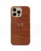 Croc Texture Gold Trim Personalised Case