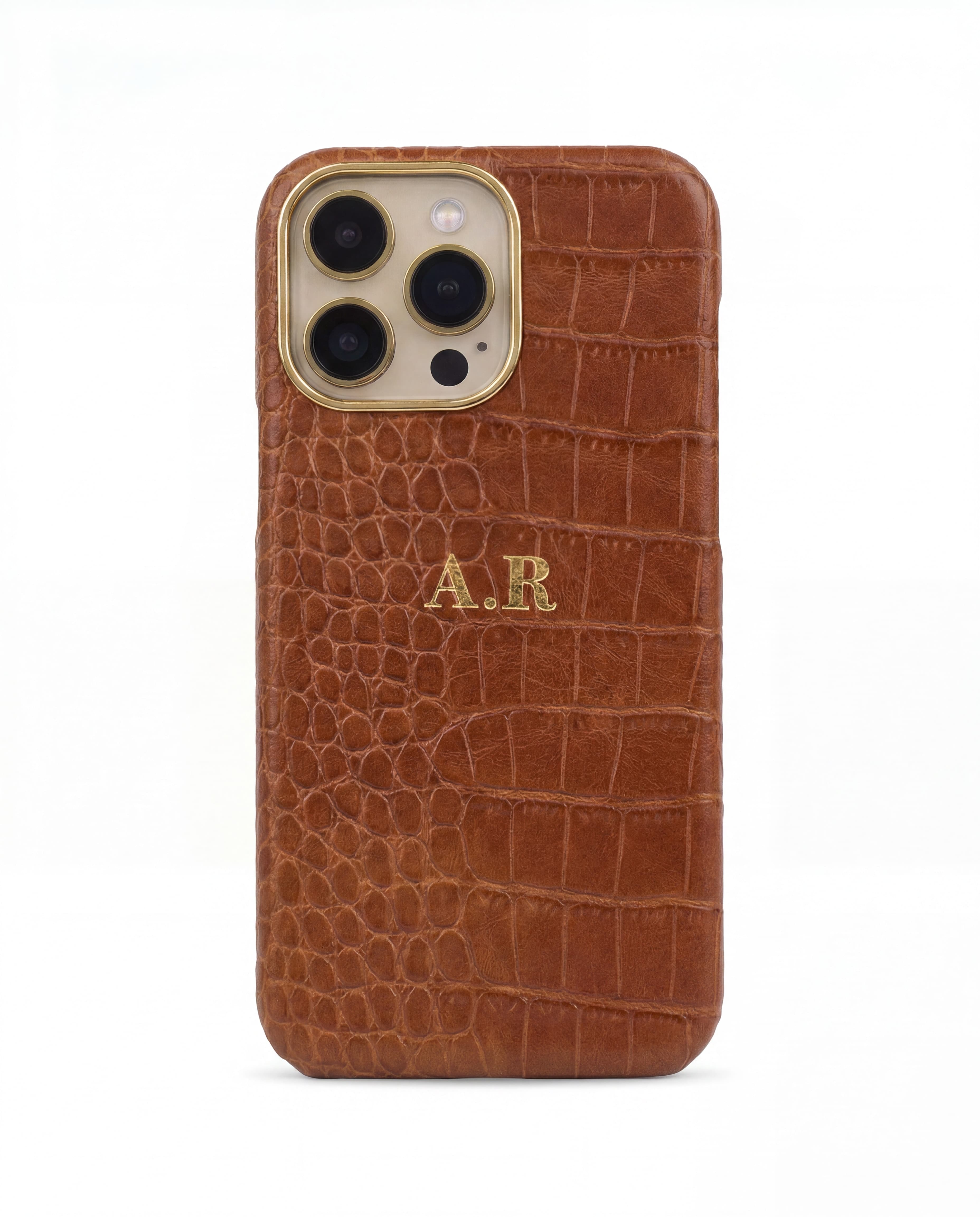 Croc Texture Gold Trim Personalised Case