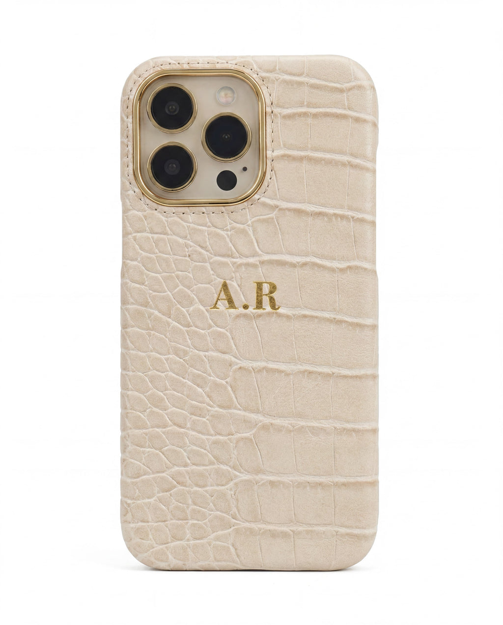 Croc Texture Gold Trim Personalised Case