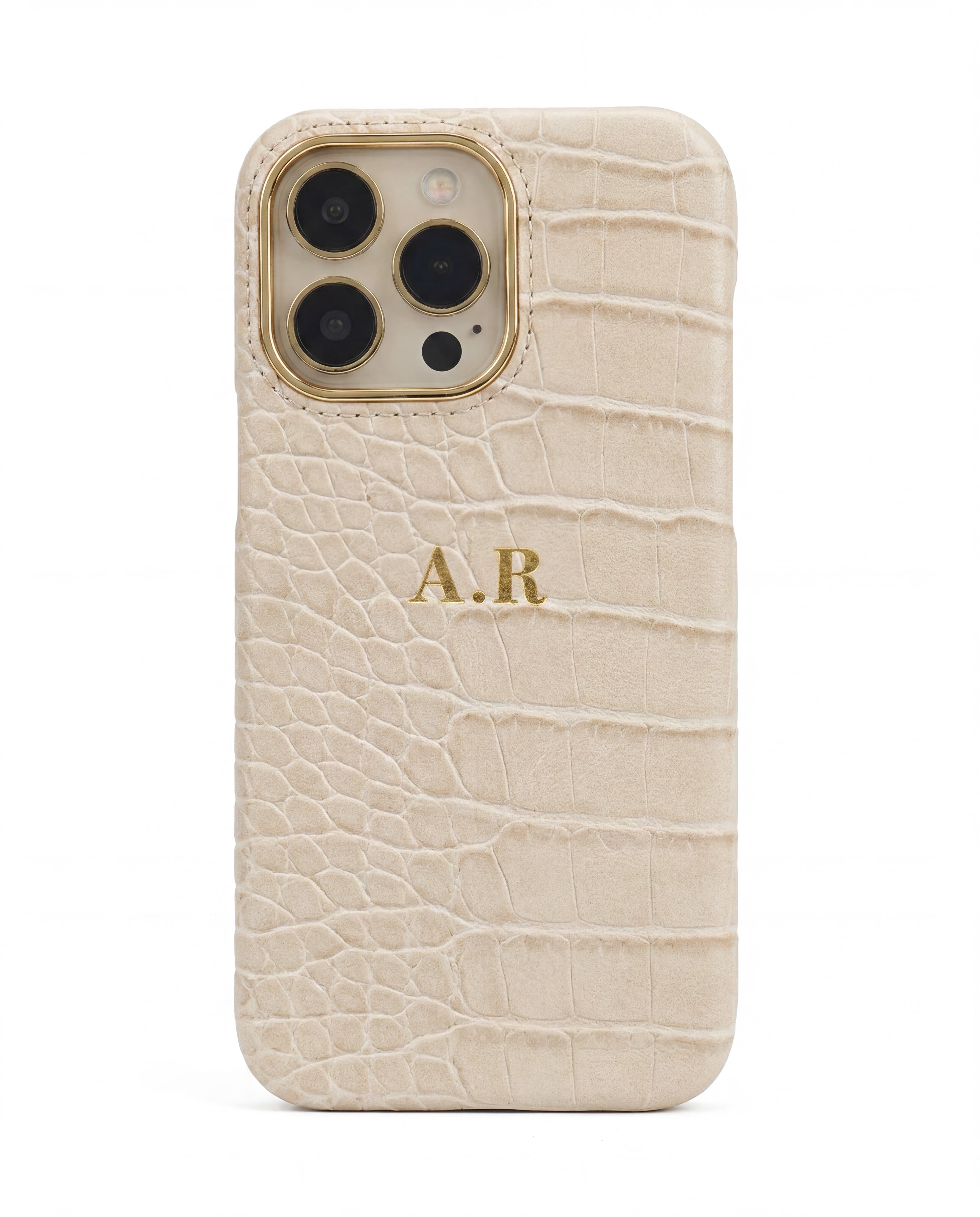 Croc Texture Gold Trim Personalised Case