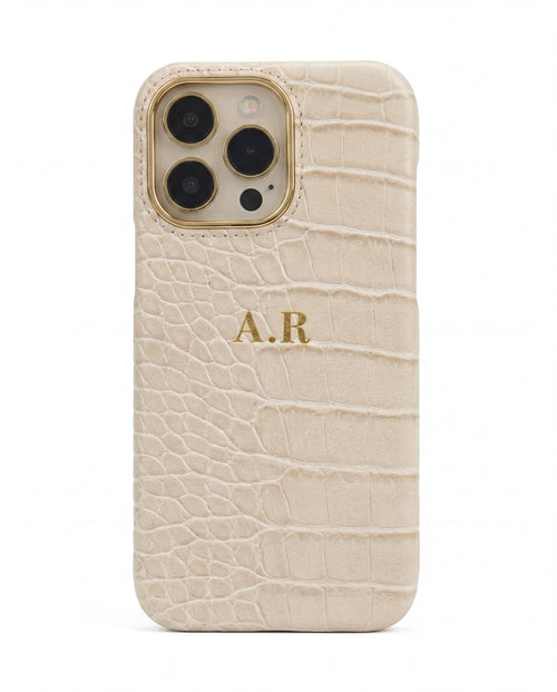 Croc Texture Gold Trim Personalised Case