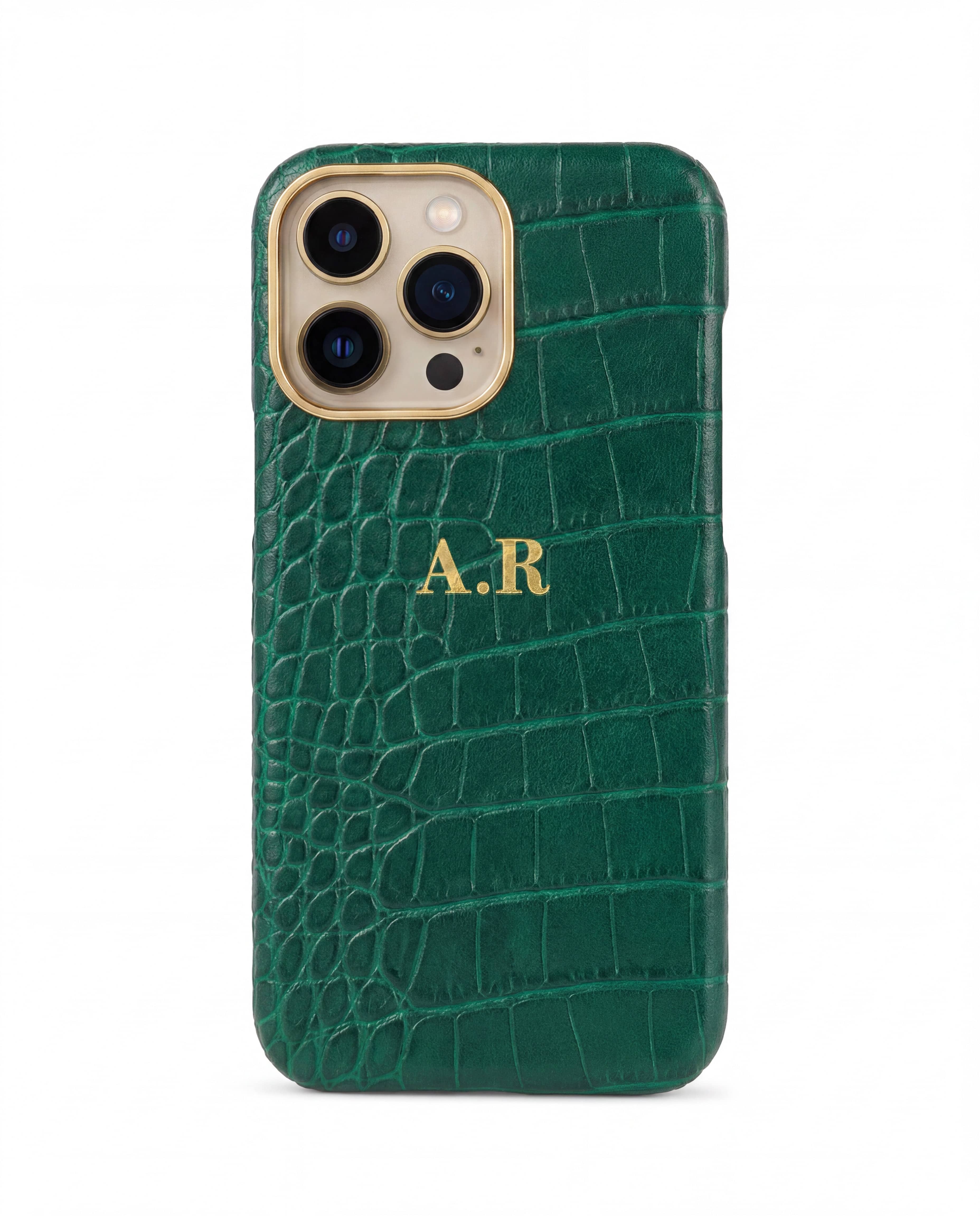 Croc Texture Gold Trim Personalised Case