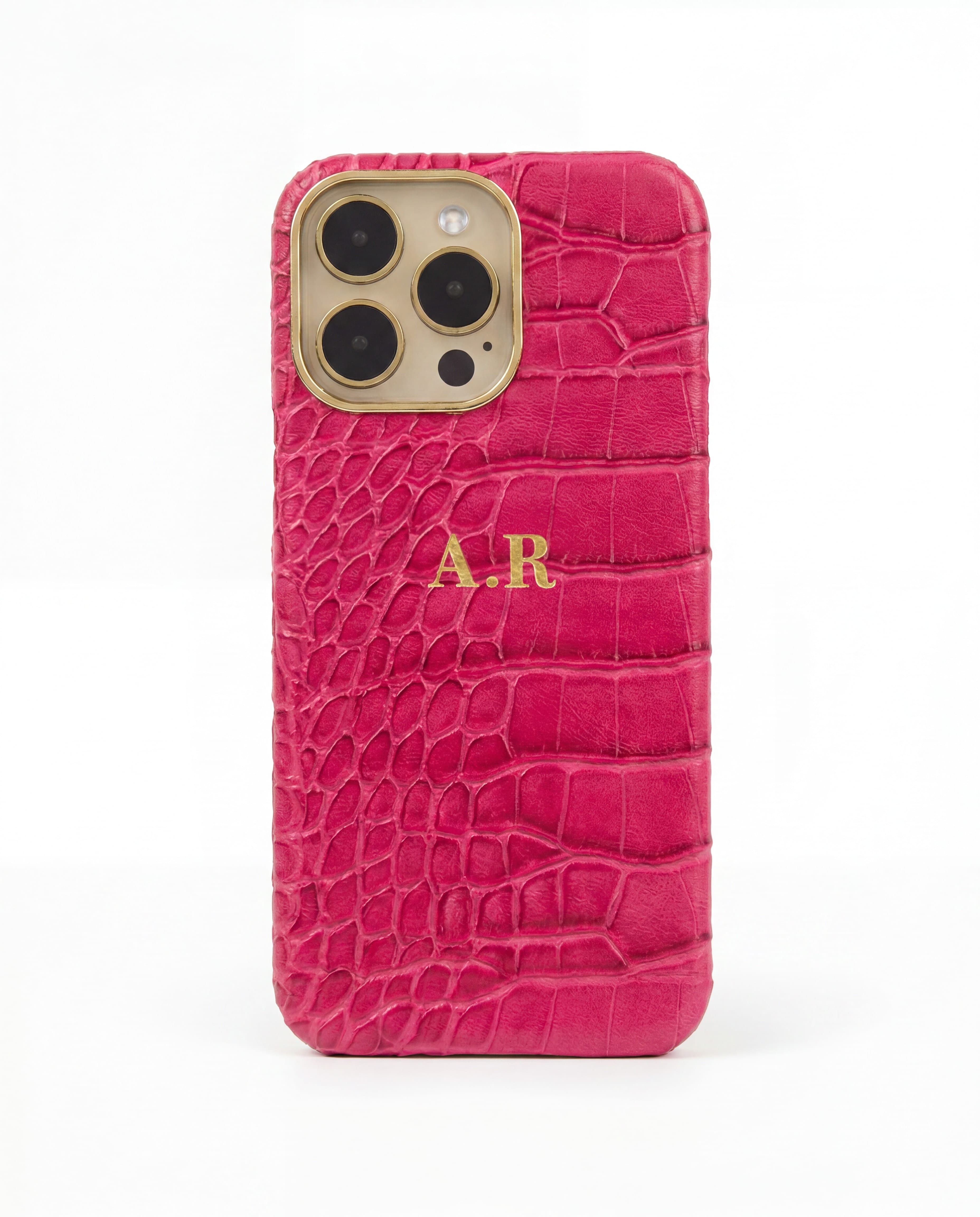 Croc Texture Gold Trim Personalised Case