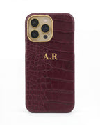 Croc Texture Gold Trim Personalised Case