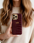 Croc Texture Gold Trim Personalised Case