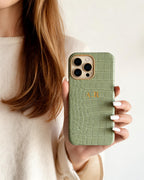Croc Texture Gold Trim Personalised Case
