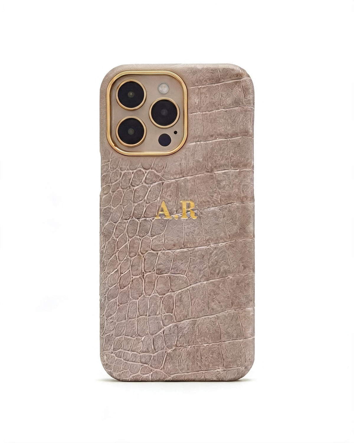 Croc Texture Gold Trim Personalised Case