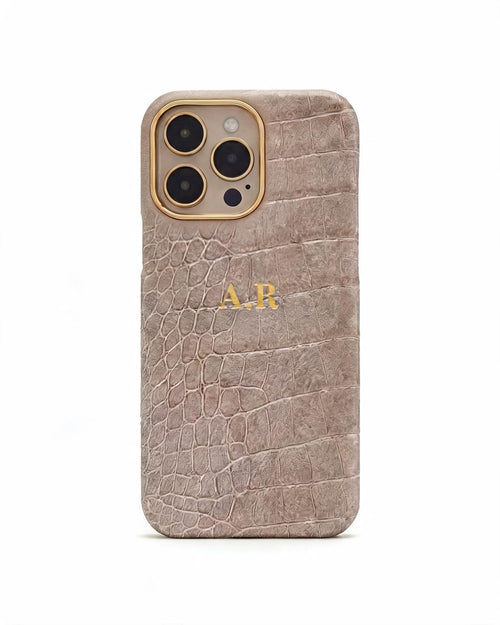 Croc Texture Gold Trim Personalised Case