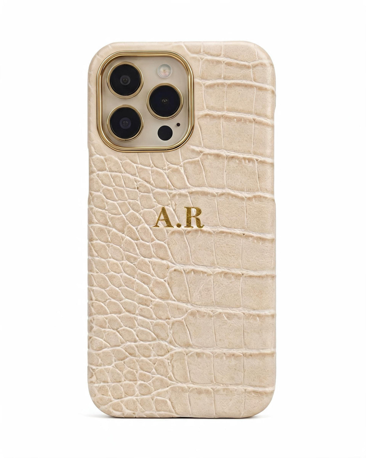 Croc Texture Gold Trim Personalised Case