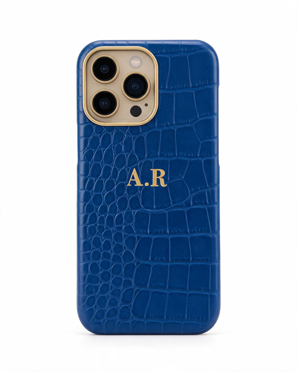 Croc Texture Gold Trim Personalised Case