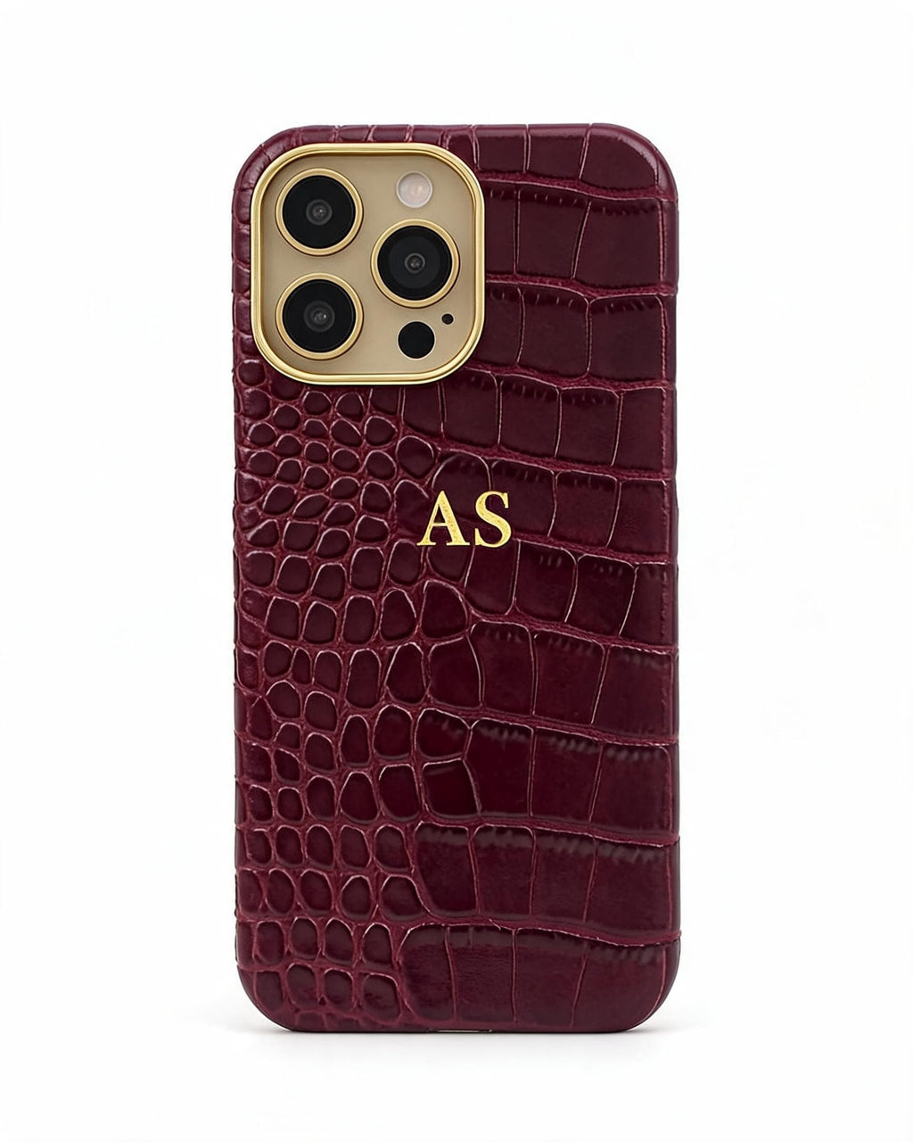 Croc Texture Gold Trim Personalised Case