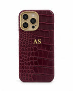 Croc Texture Gold Trim Personalised Case