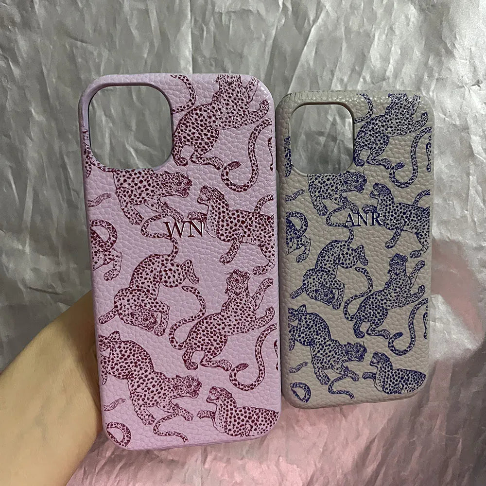Leopard Print Pebble Grain Personalised Case