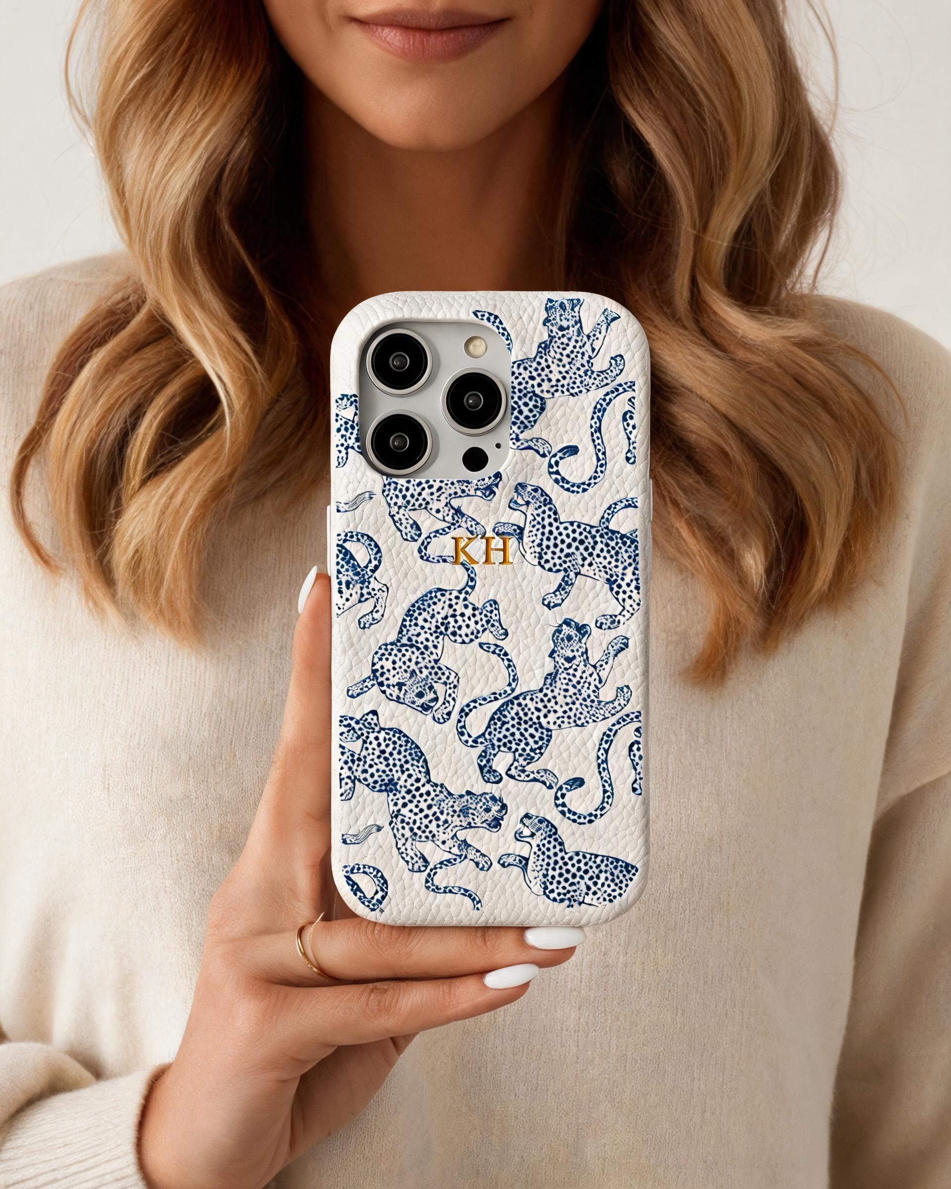 Leopard Print Pebble Grain Personalised Case