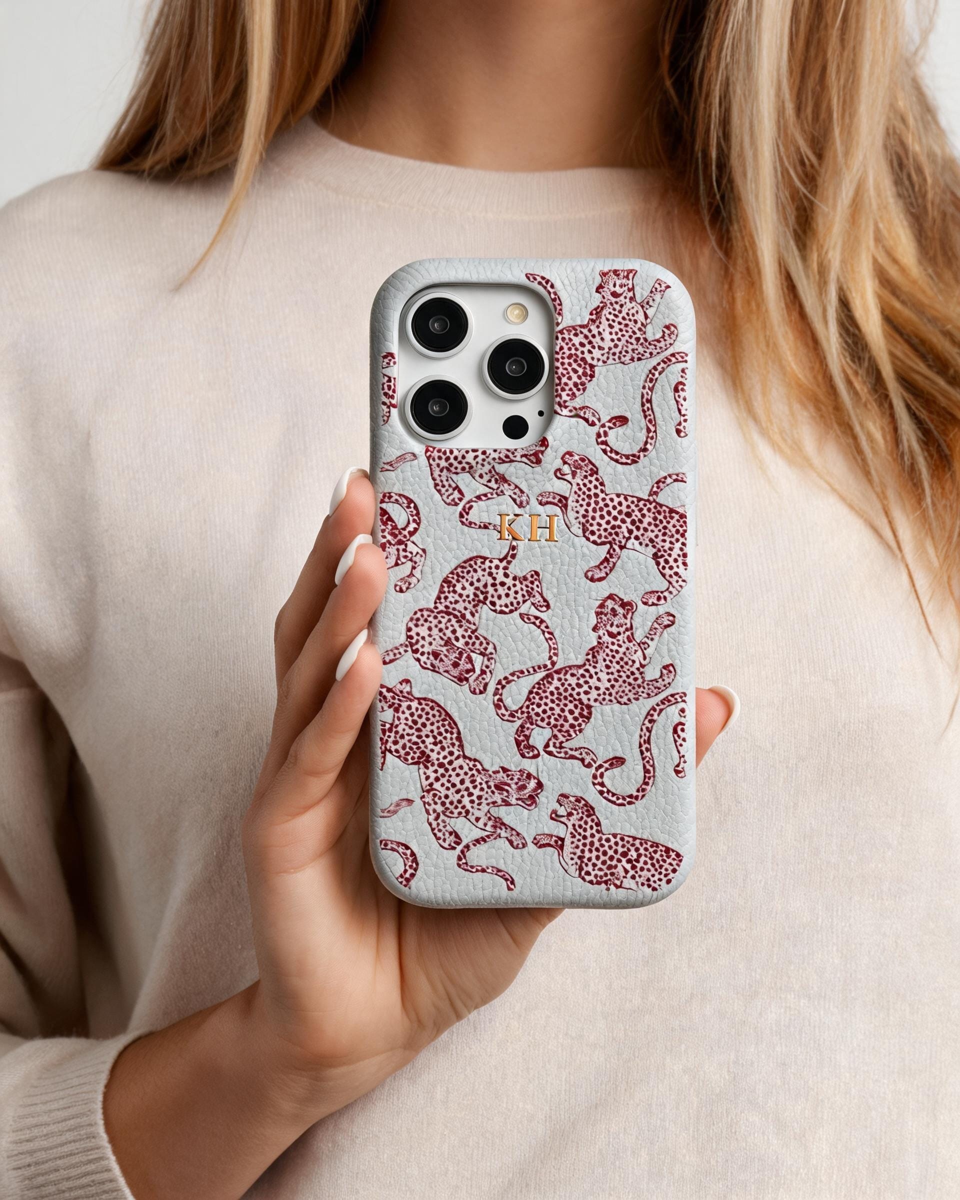 Leopard Print Pebble Grain Personalised Case