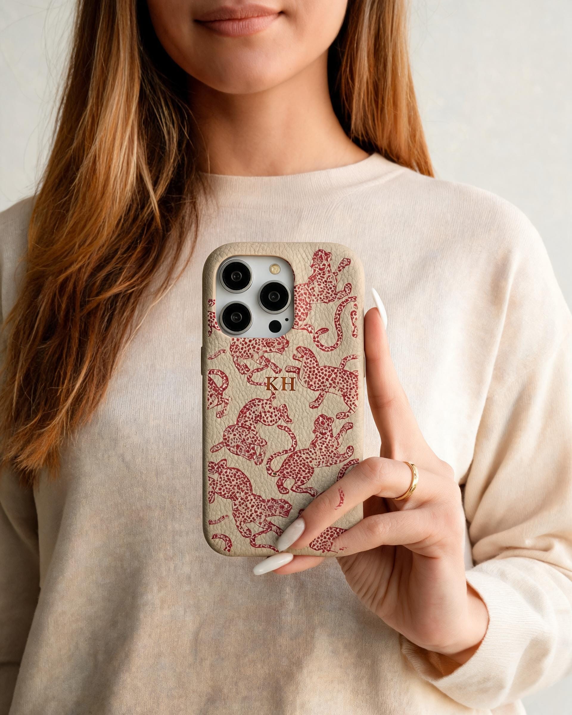 Leopard Print Pebble Grain Personalised Case