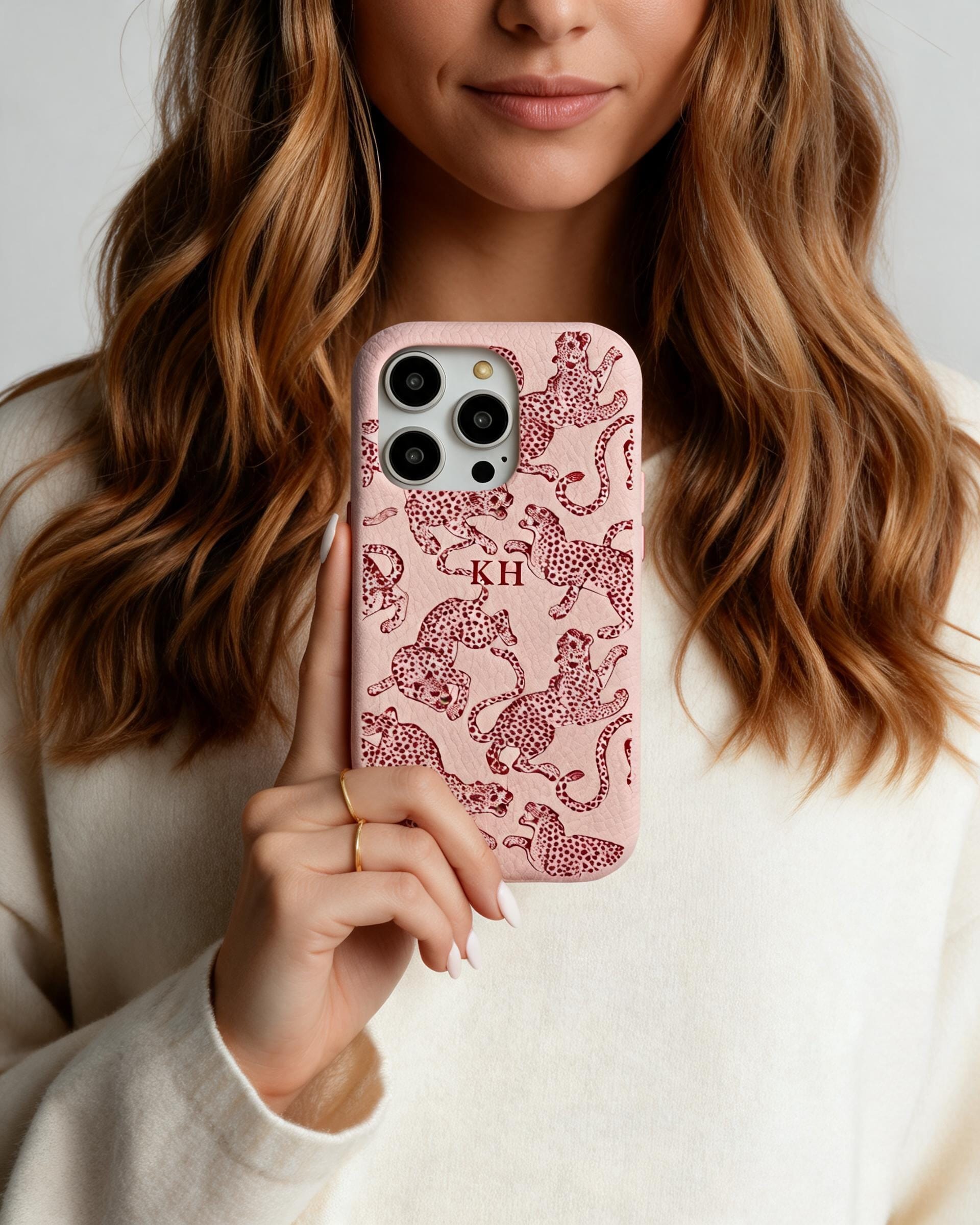 Leopard Print Pebble Grain Personalised Case