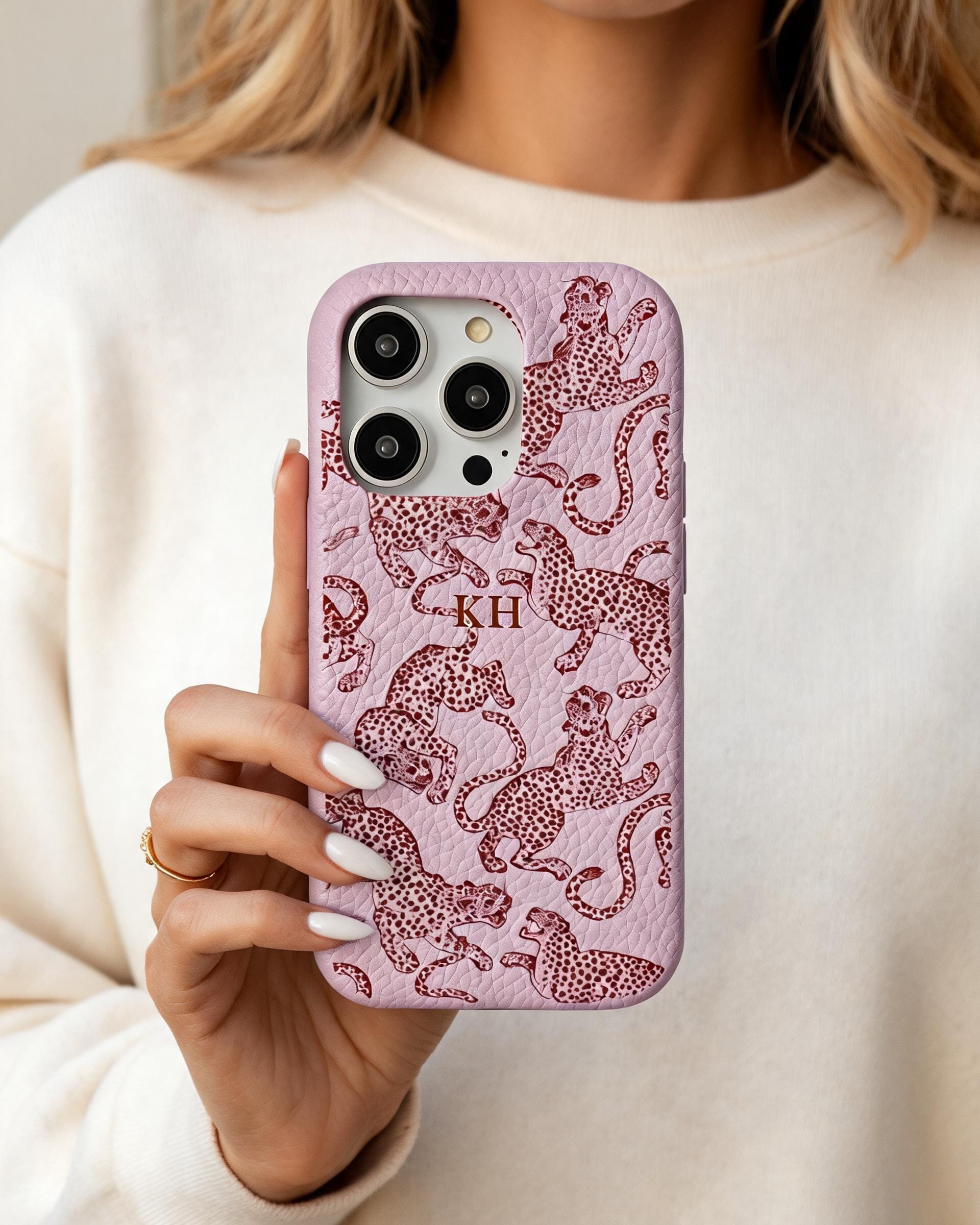 Leopard Print Pebble Grain Personalised Case