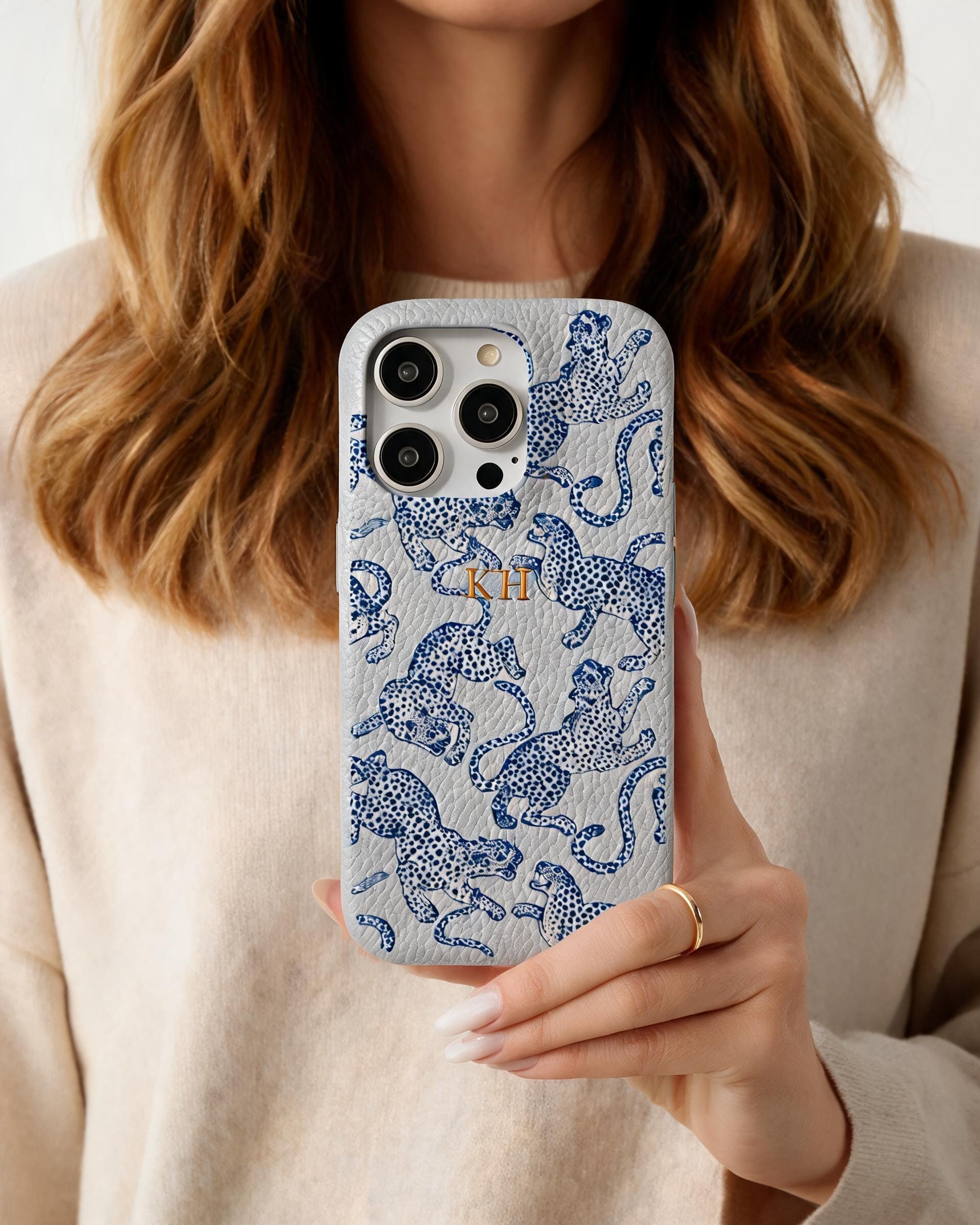 Leopard Print Pebble Grain Personalised Case