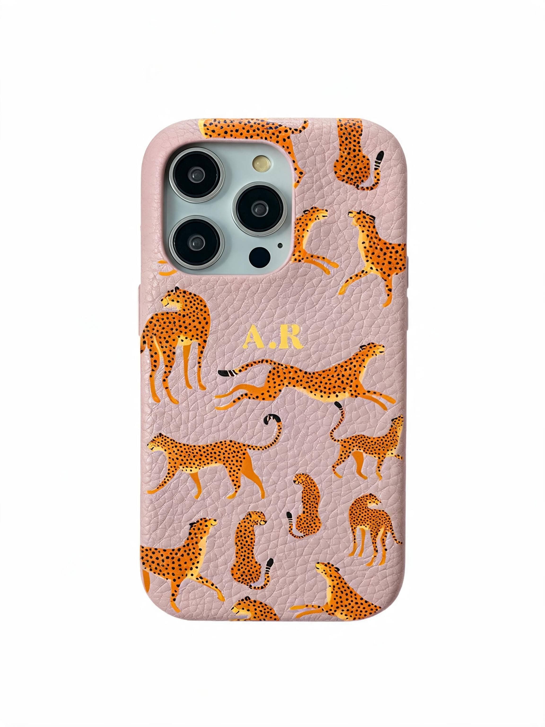 Orange Leopard Personalised Pebble Grain Cases