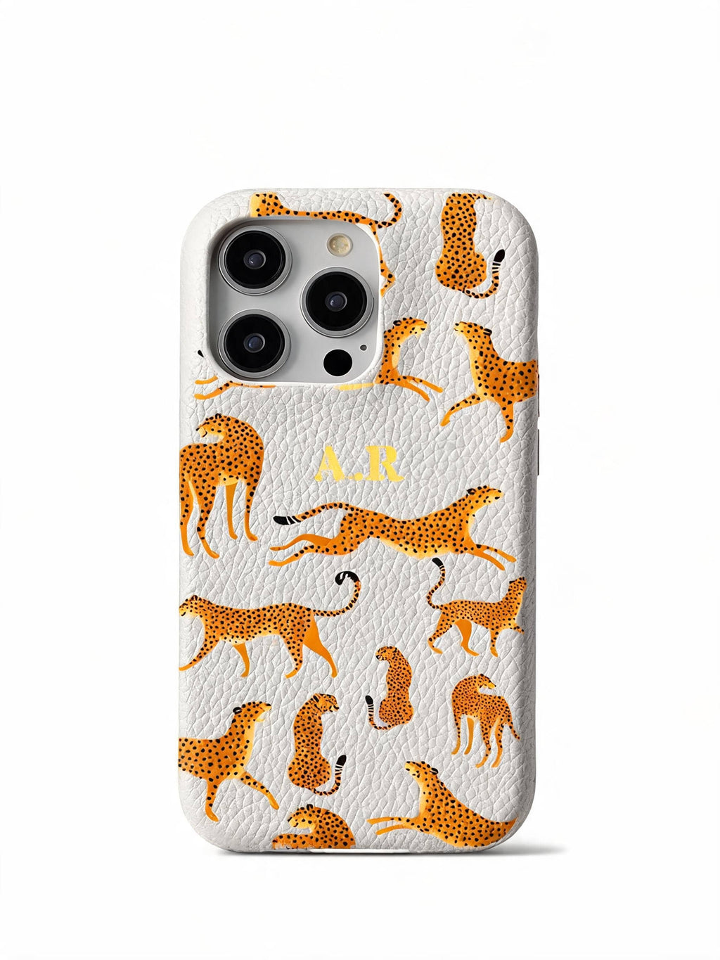 Orange Leopard Personalised Pebble Grain Cases