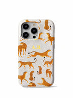 Orange Leopard Personalised Pebble Grain Cases