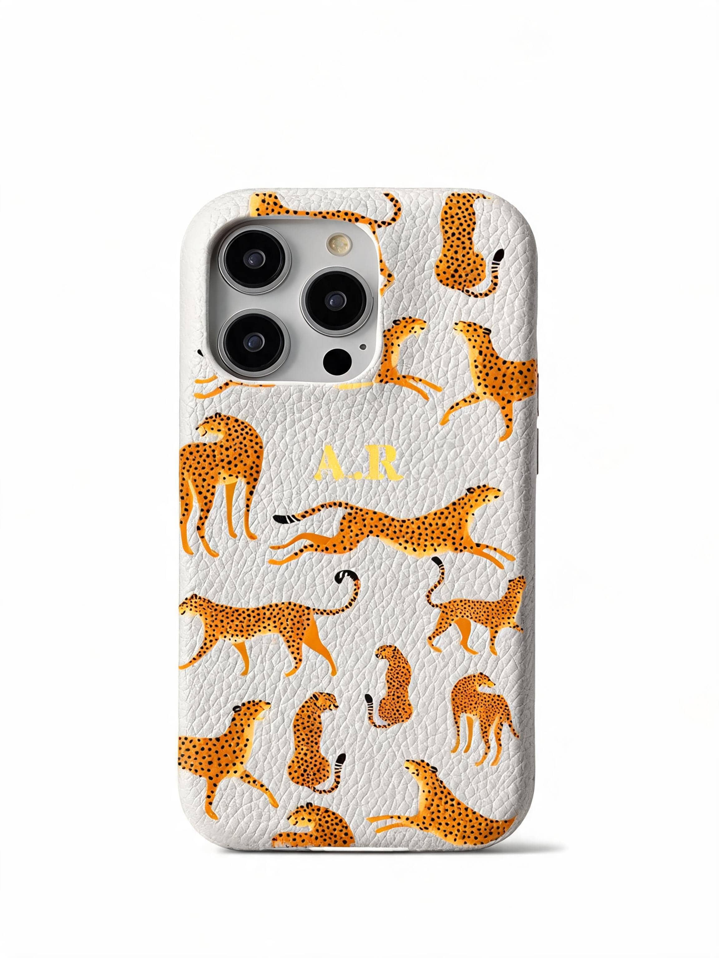 Orange Leopard Personalised Pebble Grain Cases