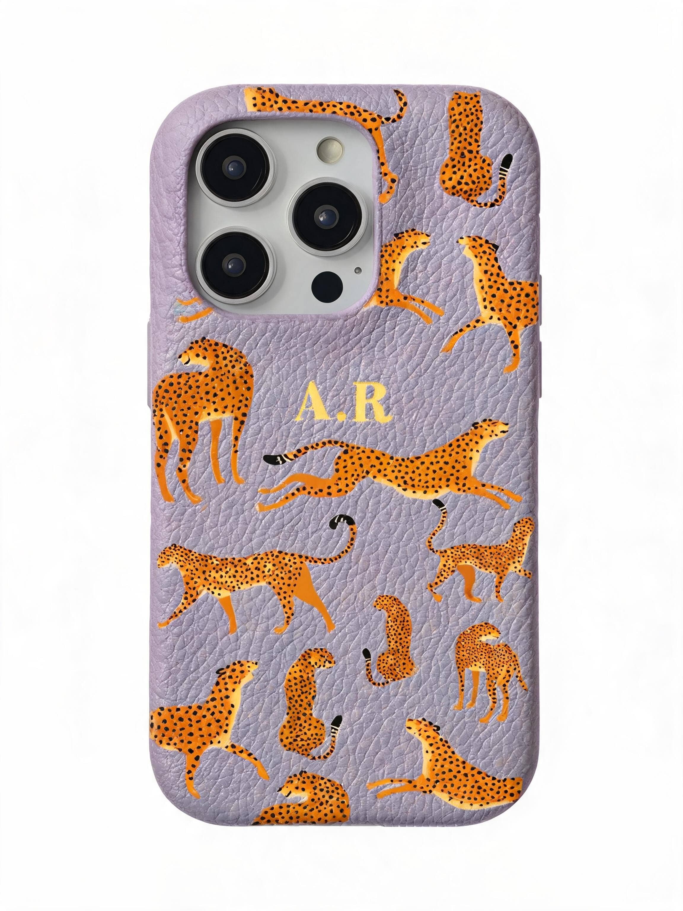 Orange Leopard Personalised Pebble Grain Cases