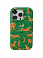 Orange Leopard Personalised Pebble Grain Cases