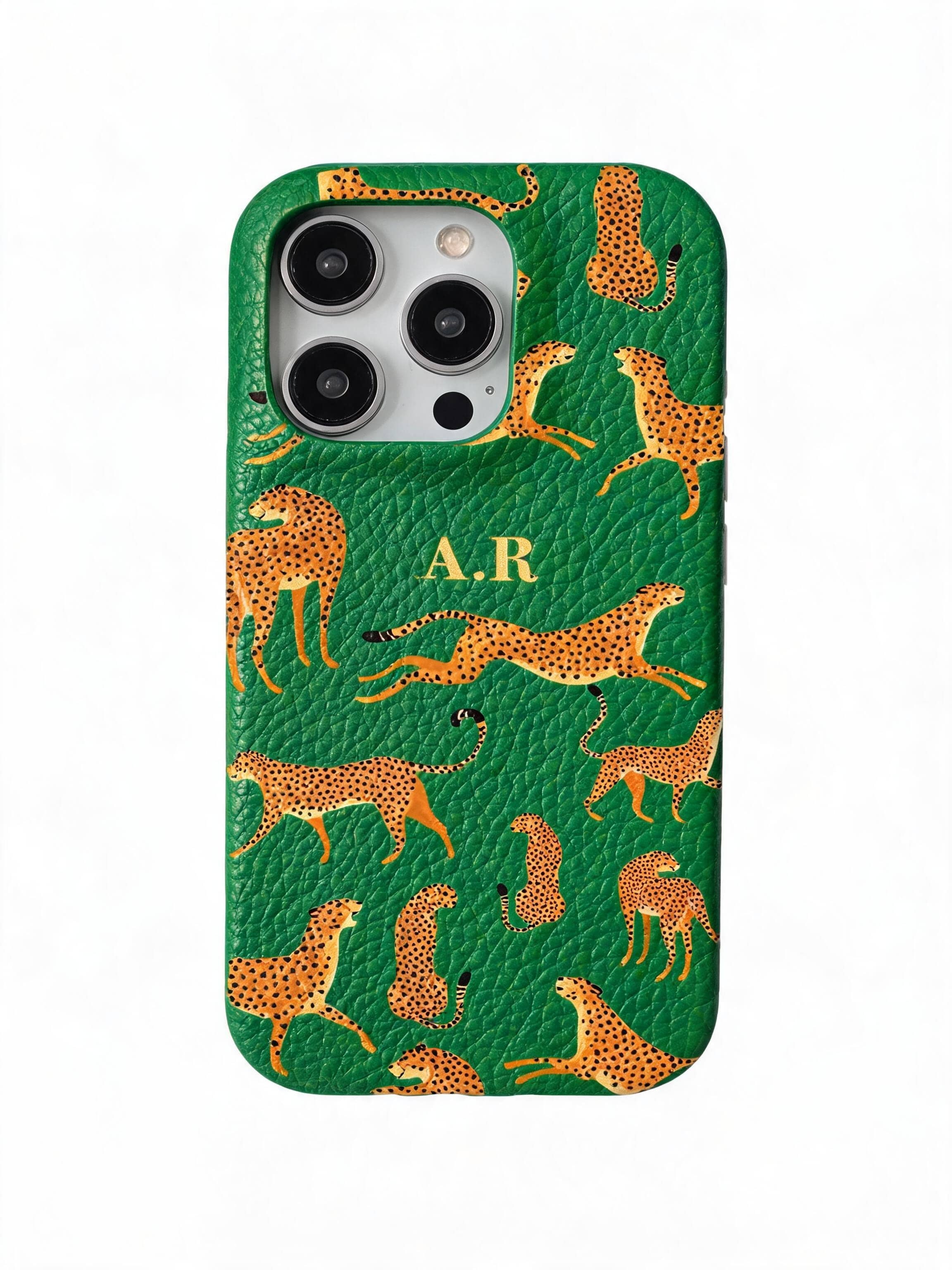 Orange Leopard Personalised Pebble Grain Cases