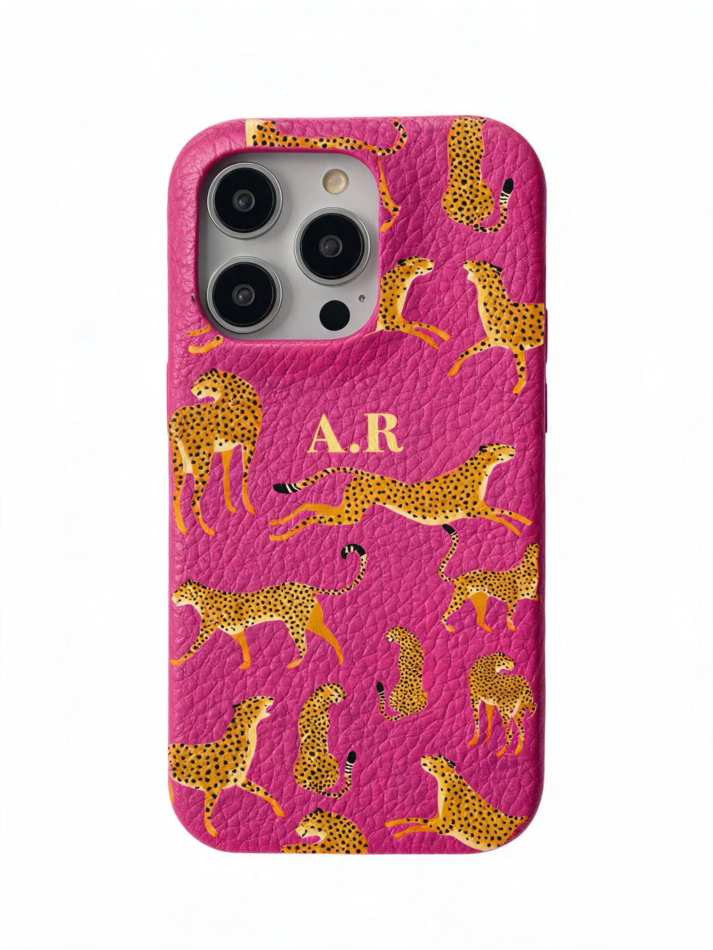 Orange Leopard Personalised Pebble Grain Cases
