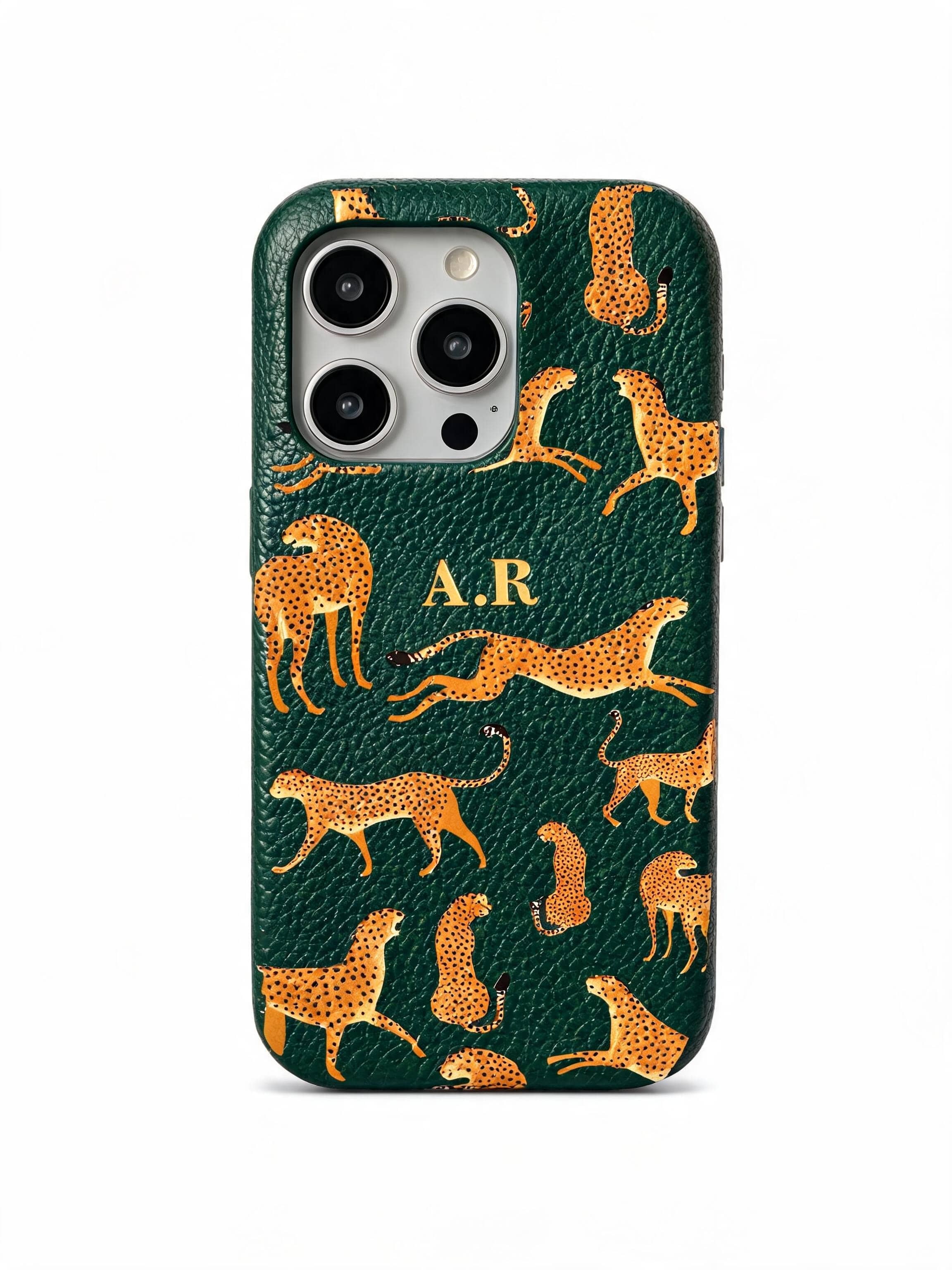 Orange Leopard Personalised Pebble Grain Cases