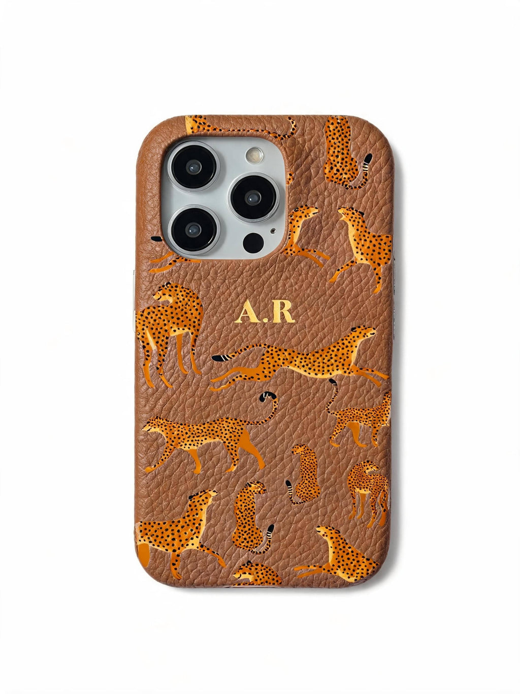 Orange Leopard Personalised Pebble Grain Cases