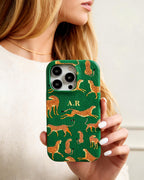 Orange Leopard Personalised Pebble Grain Cases