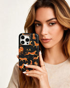 Orange Leopard Personalised Pebble Grain Cases