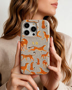 Orange Leopard Personalised Pebble Grain Cases