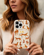 Orange Leopard Personalised Pebble Grain Cases