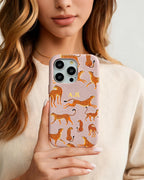 Orange Leopard Personalised Pebble Grain Cases