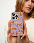Orange Leopard Personalised Pebble Grain Cases