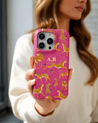 Orange Leopard Personalised Pebble Grain Cases