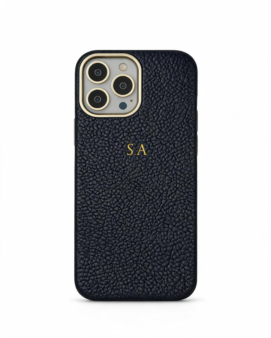 Pebble Grain Gold Trim Personalised Case