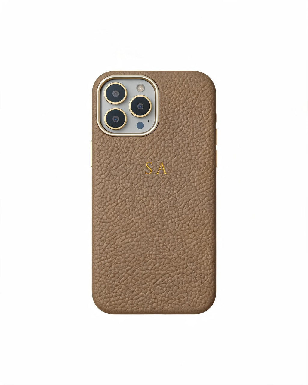 Pebble Grain Gold Trim Personalised Case